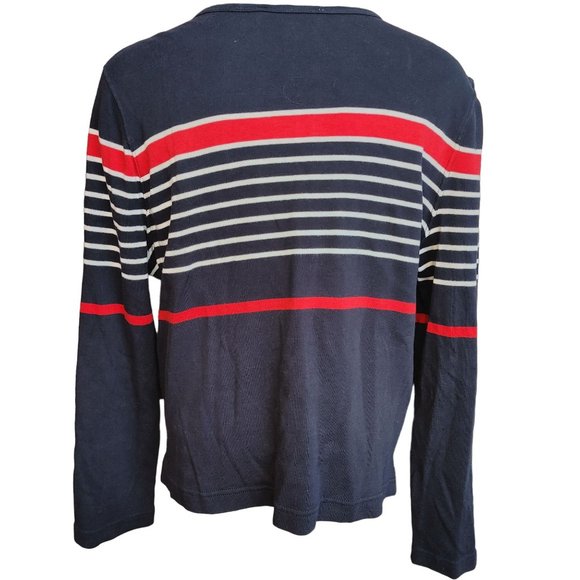 Norton Studio Women's Navy Blue/Red Stripped Button Up Cardigan XL - Picture 2 of 3